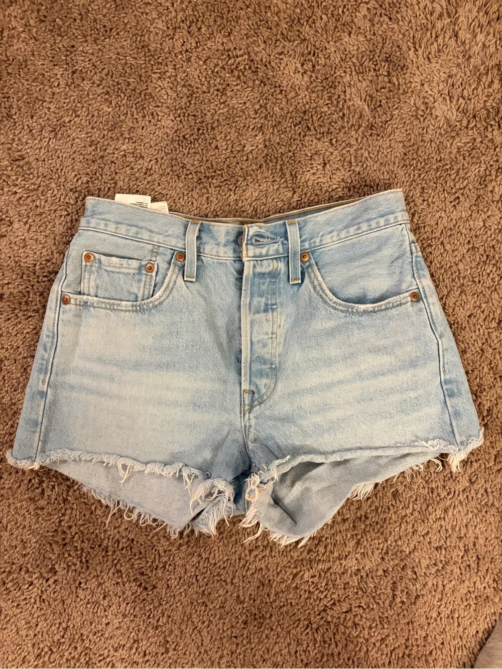 Levi's 501 Light Blue High-Rise Cutoff Denim Shorts